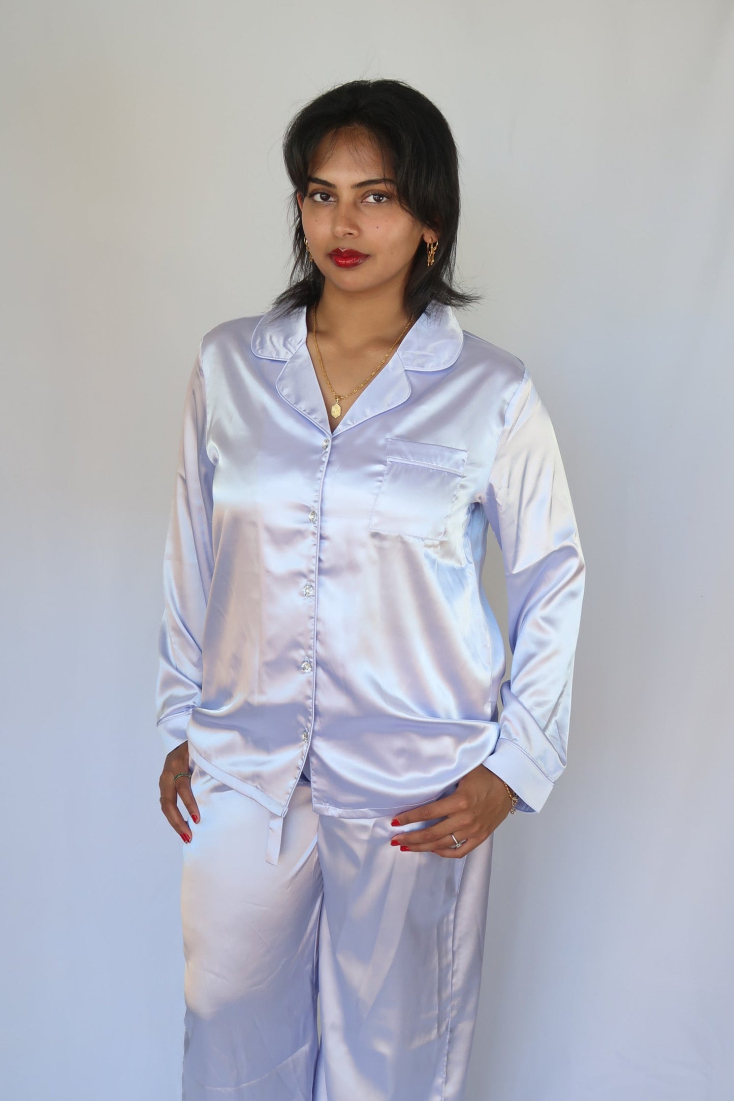 Lilac Dreams Long Satin Women's Pyjamas Set